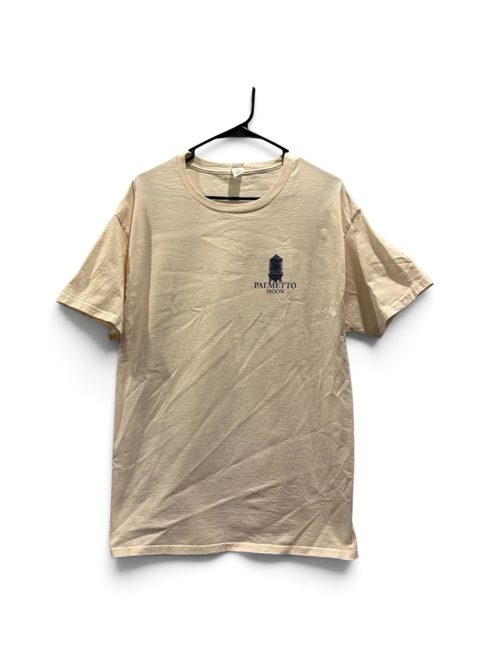 Hanes Cream Short Sleeve T-Shirt with Navy Palmetto Moon Logo